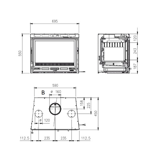 Voorbeeld: Inbouwhaard La Nordica Inserto 70 L 4.0 - Ventilato 7,8 kW