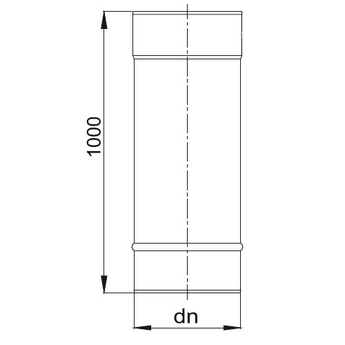 Voorbeeld: Lengte element 1000 mm - enkelwandig - Reuter EW-BLUE