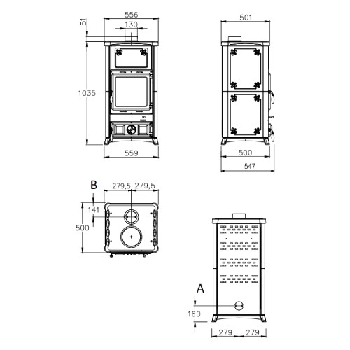 Voorbeeld: Houtkachel La Nordica Fedora 8,3 kW