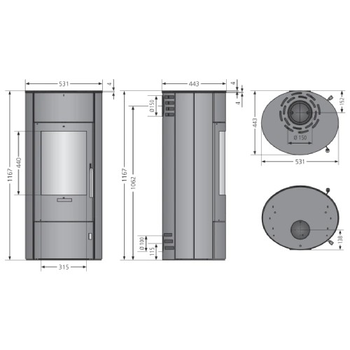 Voorbeeld: Houtkachel Oranier Polar W+ 2.0 | 6,5 kW