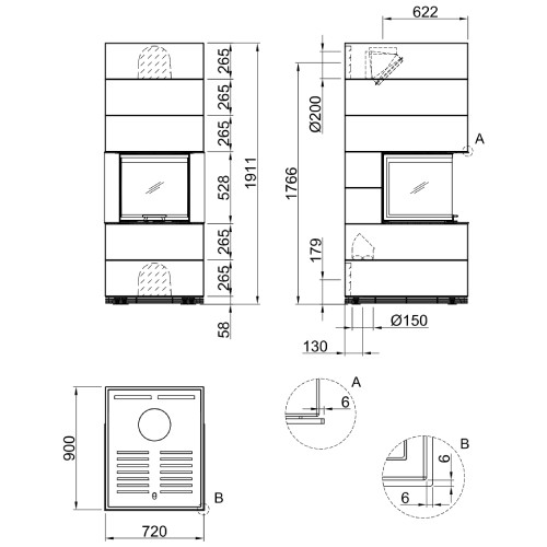 Voorbeeld: Systeemhaard Spartherm SIM Arte U-50h 9,3 kW schuifdeur