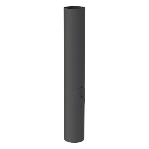 Kachelpijp - Lengte element 1000 mm met trekklep, condenskraag, deur en luchttoevoer (zonder zuigtrek) - zwart - Tecnovis Tec-Stahl