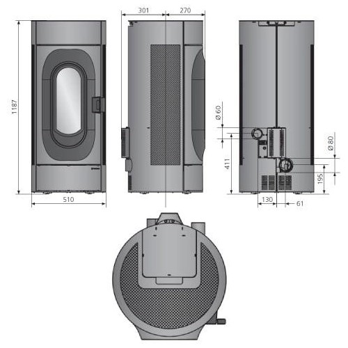 Voorbeeld: Pelletkachel Justus Canis Giro 8 kW