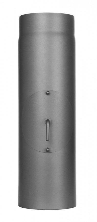 Ofenrohr FERRO3451 - Längenelement 500 mm gusgrau mit Drosselklappe und Tür