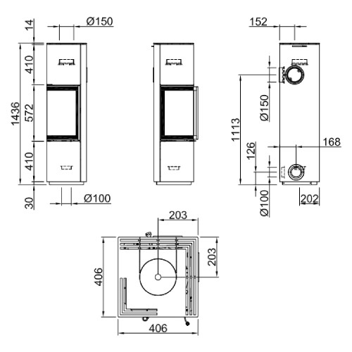 Voorbeeld: Houtkachel Spartherm Piko L 5,9 kW