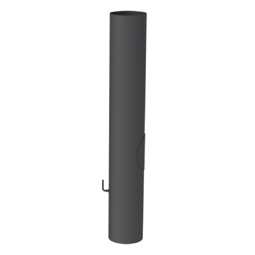 Kachelpijp - Lengte element 1000 mm met trekklep, condenskraag en deur zwart - Tecnovis Tec-Stahl