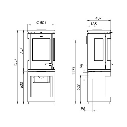 Voorbeeld: Houtkachel Morsoe 7993 | 7,3 kW met Houtopbergvak