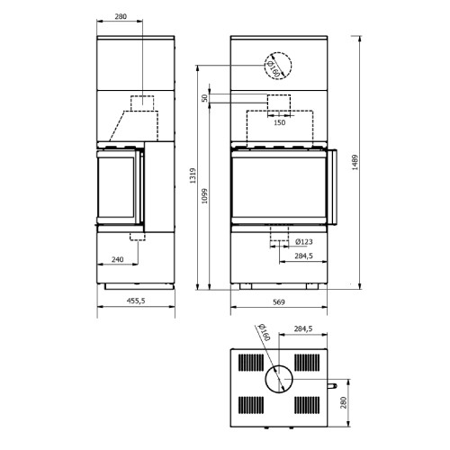 Voorbeeld: Houtkachel Wamsler Modulo 57/150 U 6 kW