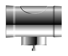Gecombineerde testopening voor vormdelen met halfrond deksel, condensaatafscheider (max.150mm) met afvoer 1" en dopmoer