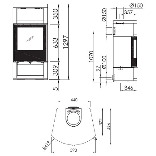 Voorbeeld: Houtkachel Spartherm Moro 5 kW