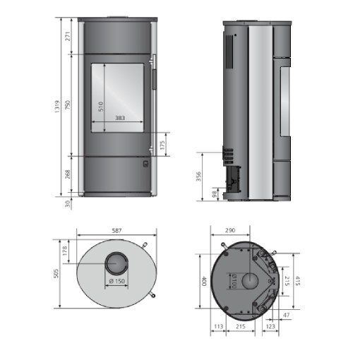 Voorbeeld: Houtkachel Oranier Polar Aqua 10 kW Watervoerend