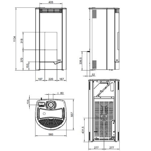 Voorbeeld: Pelletkachel Palazzetti Ecofire Marianne US 6 kW