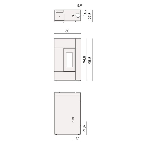 Voorbeeld: Pelletkachel Cadel Spirit 5 Up 5,2 kW